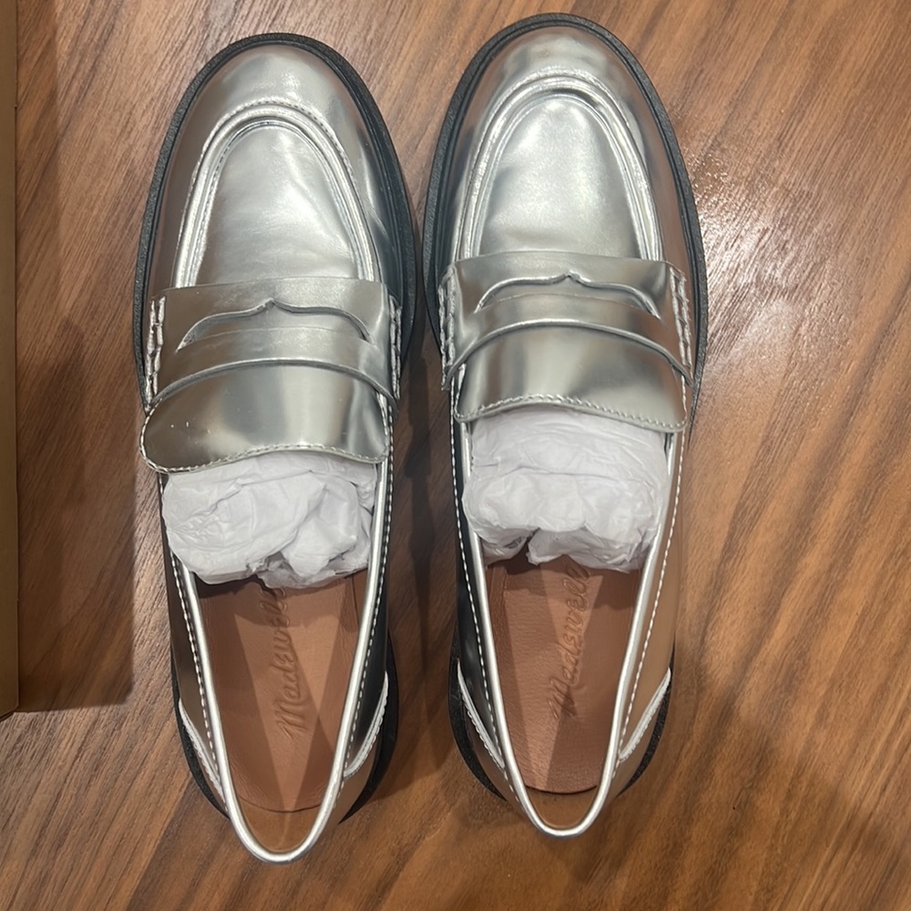 Madewell size 8 silver loafers - *worn once*